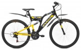 Велосипед MAVERICK 26' двухподвес, S 36 черный-желтый матов., 21 ск.